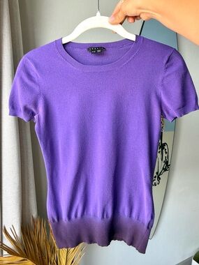 THEORY Purple Ombré Addelyn Modus Short Sleeve Knit Top - Size P (XS)